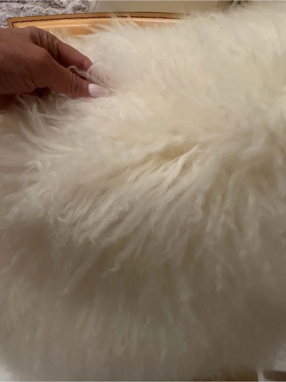 Crate&Barrel White Mongolian Fur 20” Accent Pillow New